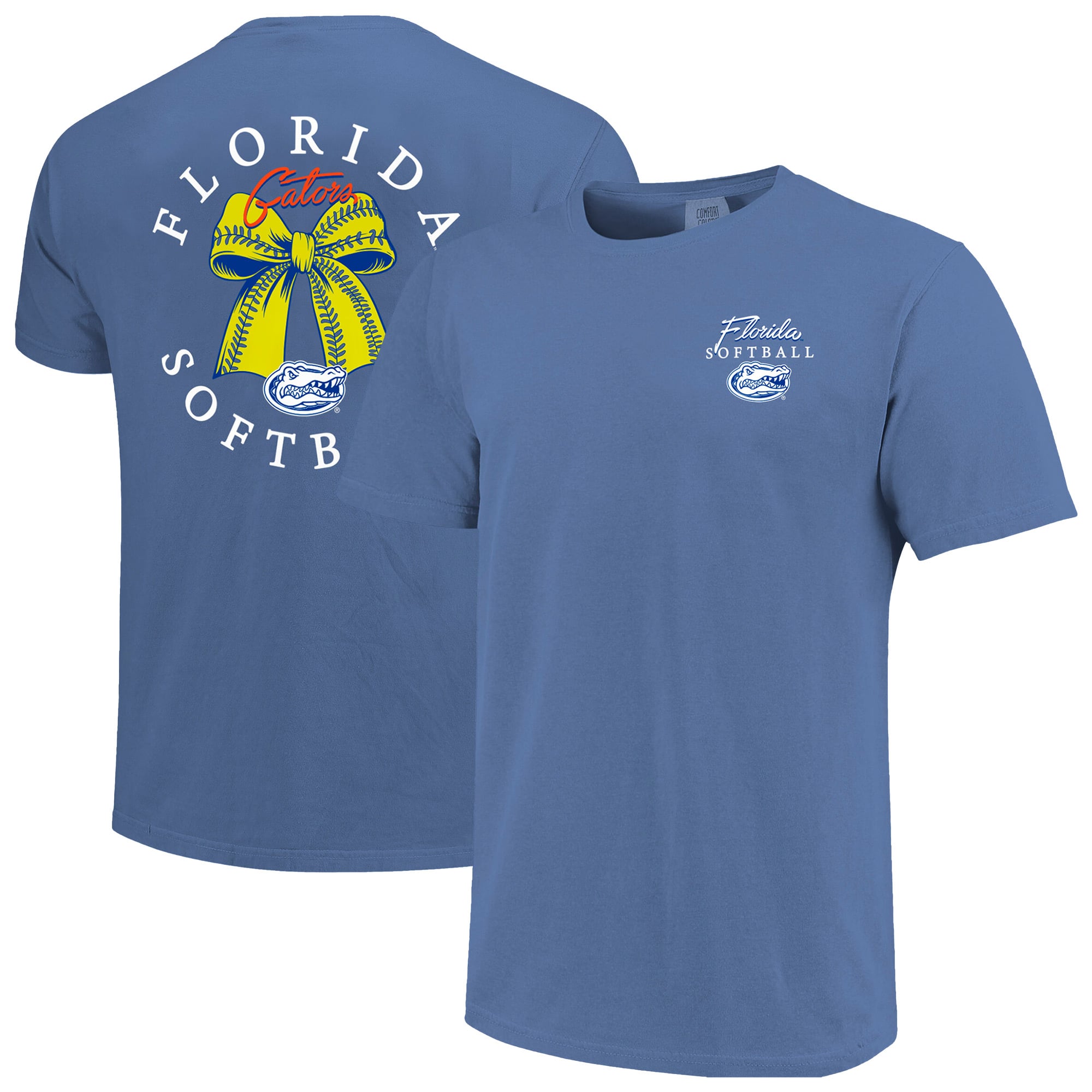 T-shirt à nœud papillon de softball Royal Florida Gators Comfort Colors pour femme